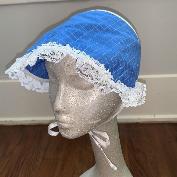 Vtg blue checked handmade Prairie Core dress - Picture 9 of 11